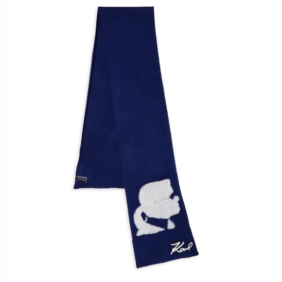 Karl Lagerfeld Knit Scarf Blue - Picture 2 of 5
